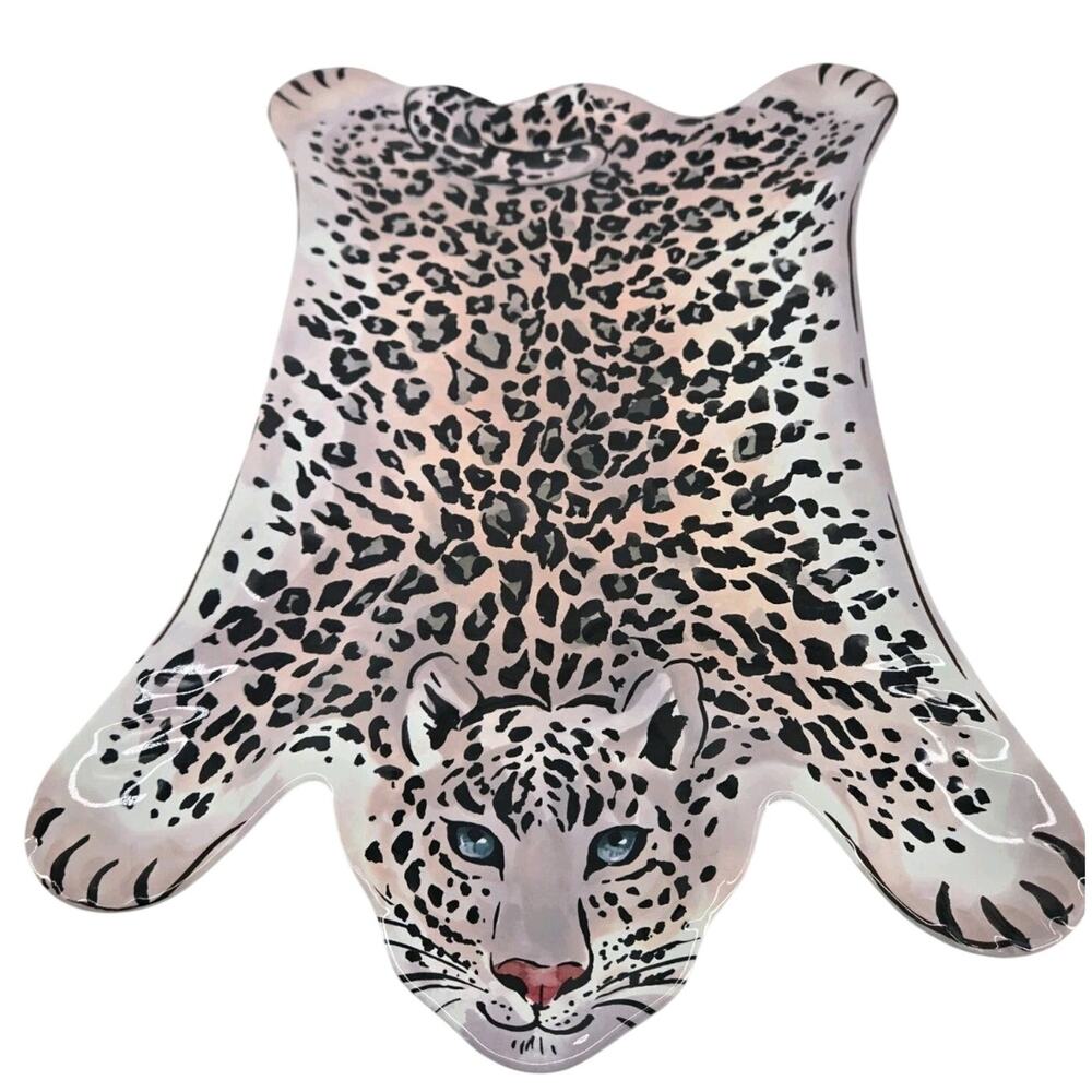 Lg Snow Leopard Finely Detailed Durable Melamine Tray Platter Excellent Unused